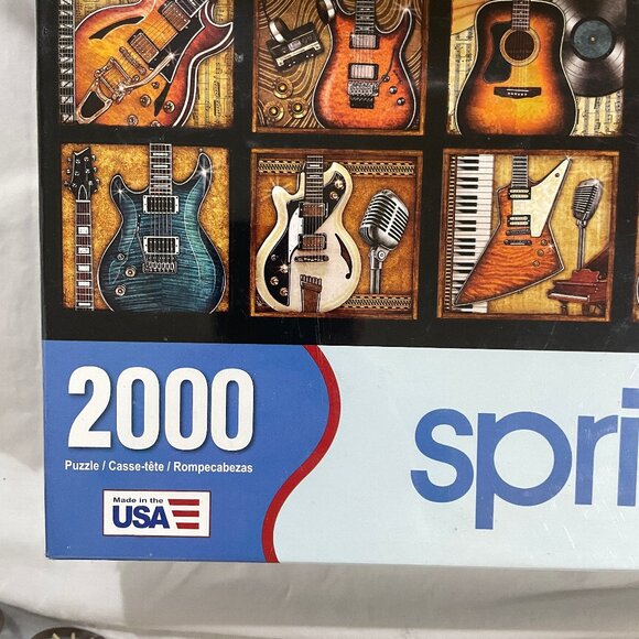 New Sealed Springbok 2000 Piece Jigsaw Puzzle Guitars Six String Symphony 34x42 - Picture 2 of 12